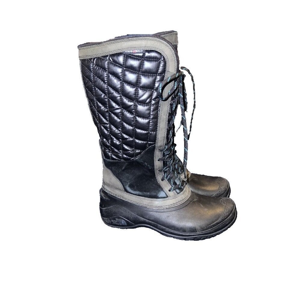 The North Face Thermoball Womens Utility Tall Black Quilted Boots Sz 9us